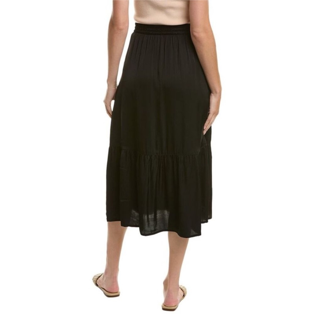 Nation LTD Alba Tiered Midi Skirt Black Satin Size Medium - Picture 3 of 9